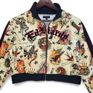 Ed Hardy Y2K NWT XL Zip Jacket Tattoo Flash Dragon Tiger Skull Grunge Streetwear